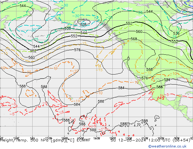Z500/Rain (+SLP)/Z850 ECMWF Вс 12.05.2024 12 UTC