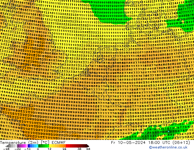 Temperaturkarte (2m) ECMWF Fr 10.05.2024 18 UTC