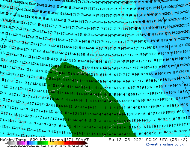 Z500/Rain (+SLP)/Z850 ECMWF Ne 12.05.2024 00 UTC