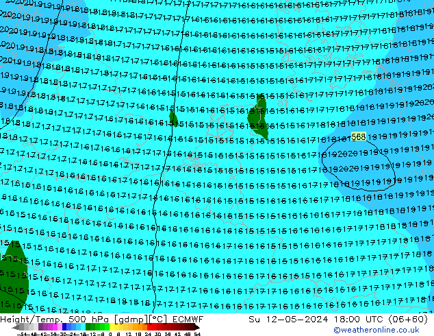 Z500/Rain (+SLP)/Z850 ECMWF So 12.05.2024 18 UTC