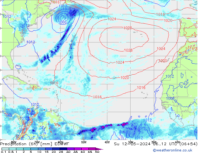 Z500/Rain (+SLP)/Z850 ECMWF  12.05.2024 12 UTC