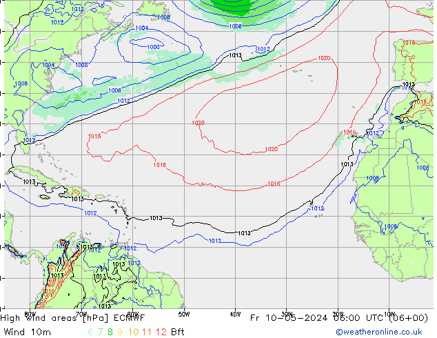 yüksek rüzgarlı alanlar ECMWF Cu 10.05.2024 06 UTC