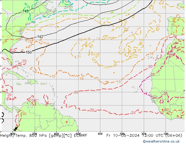 Z500/Yağmur (+YB)/Z850 ECMWF Cu 10.05.2024 12 UTC