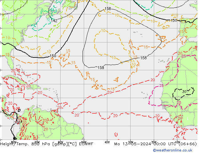 Hoogte/Temp. 850 hPa ECMWF ma 13.05.2024 00 UTC