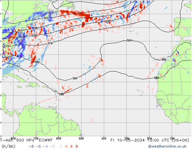 T-Adv. 500 hPa ECMWF vr 10.05.2024 12 UTC