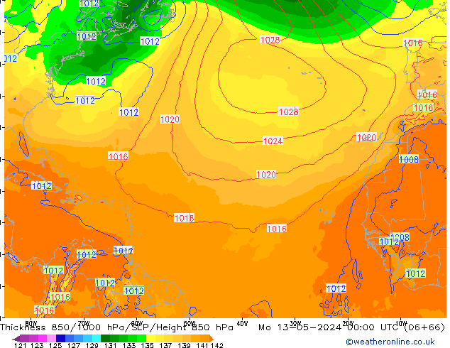 Thck 850-1000 hPa ECMWF Seg 13.05.2024 00 UTC