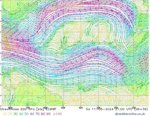 Rüzgar 200 hPa ECMWF Cts 11.05.2024 21 UTC