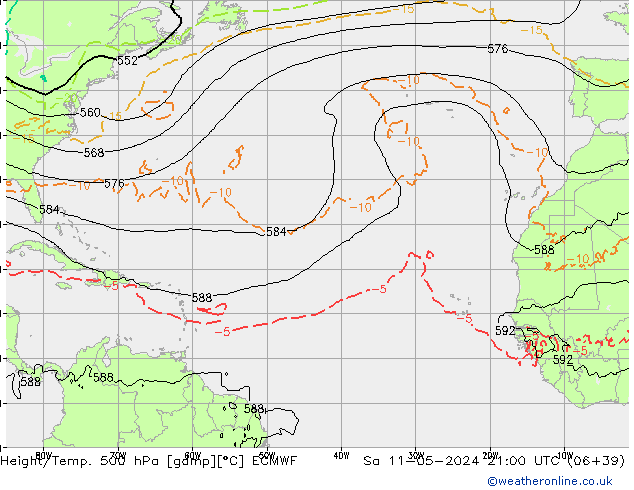 Yükseklik/Sıc. 500 hPa ECMWF Cts 11.05.2024 21 UTC