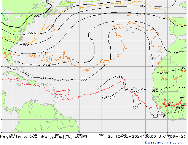 Z500/Rain (+SLP)/Z850 ECMWF Su 12.05.2024 00 UTC
