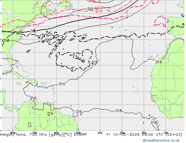 Height/Temp. 700 hPa ECMWF  10.05.2024 09 UTC