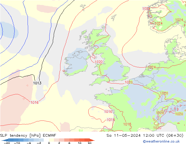 Tendenza di Pressione ECMWF sab 11.05.2024 12 UTC