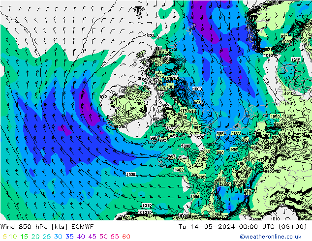 Wind 850 hPa ECMWF di 14.05.2024 00 UTC