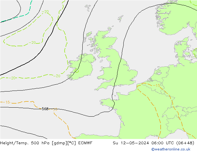 Z500/Rain (+SLP)/Z850 ECMWF nie. 12.05.2024 06 UTC