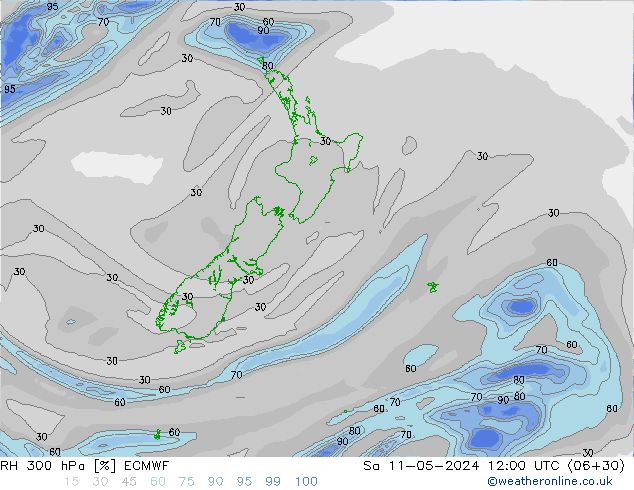 RH 300 hPa ECMWF Sa 11.05.2024 12 UTC