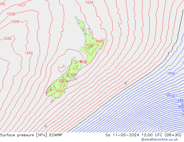 Surface pressure ECMWF Sa 11.05.2024 12 UTC