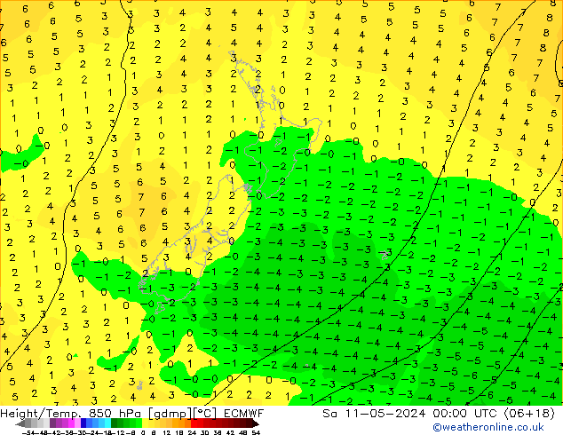 Height/Temp. 850 hPa ECMWF Sáb 11.05.2024 00 UTC