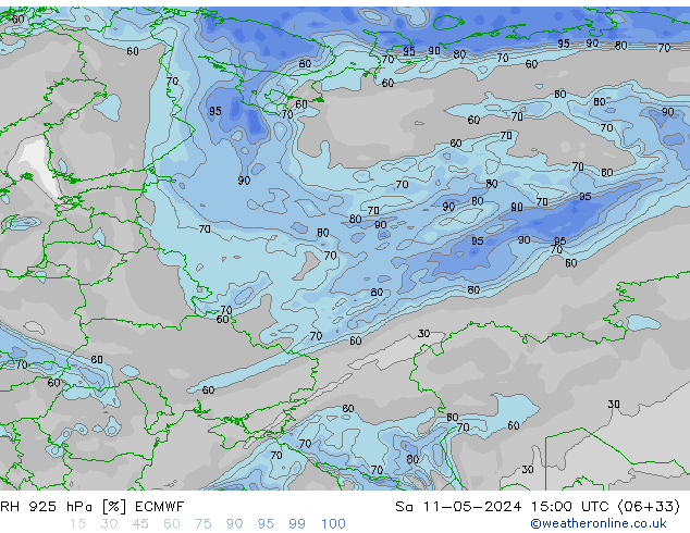 RH 925 hPa ECMWF sab 11.05.2024 15 UTC