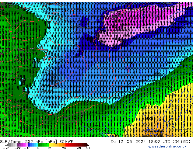 SLP/Temp. 850 hPa ECMWF Ne 12.05.2024 18 UTC