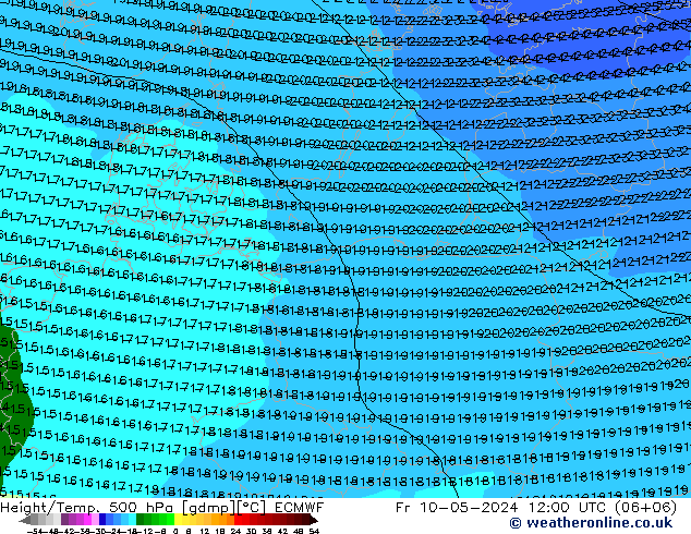Height/Temp. 500 hPa ECMWF Sex 10.05.2024 12 UTC