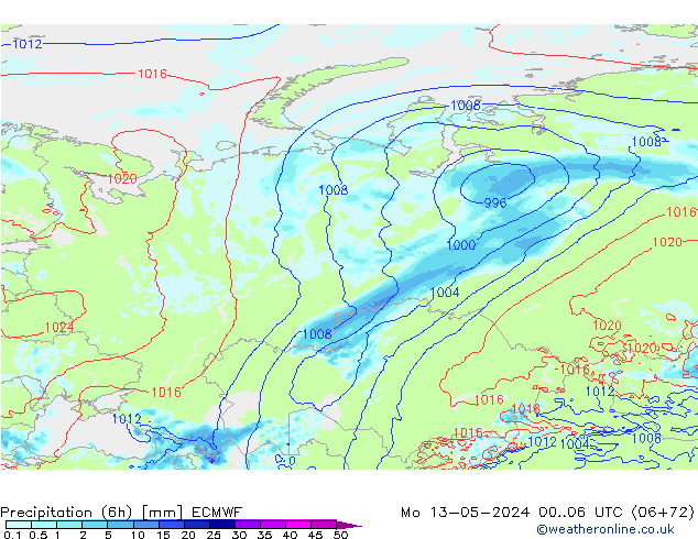 Z500/Rain (+SLP)/Z850 ECMWF Seg 13.05.2024 06 UTC