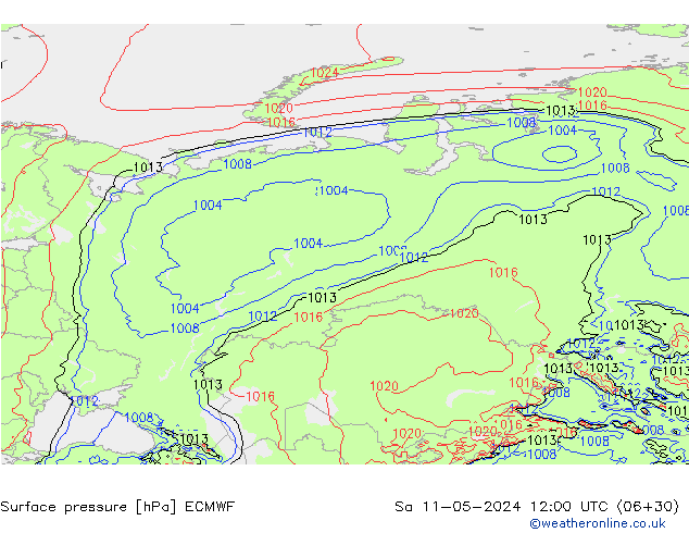 Atmosférický tlak ECMWF So 11.05.2024 12 UTC