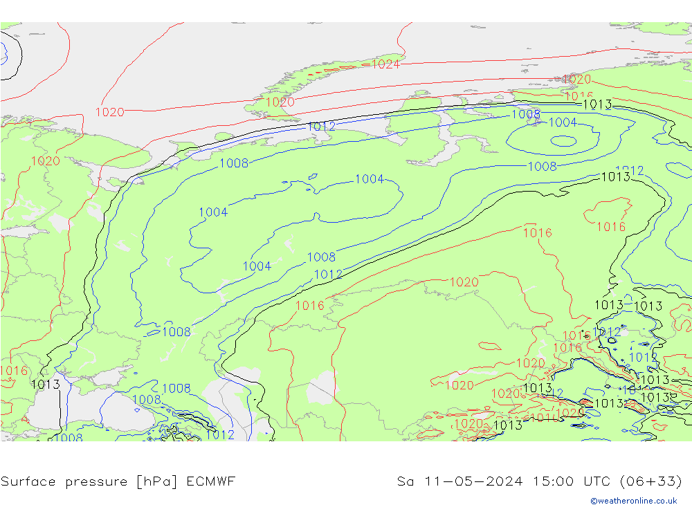 Bodendruck ECMWF Sa 11.05.2024 15 UTC
