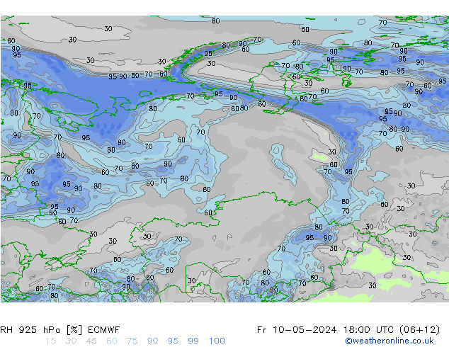 RH 925 hPa ECMWF Fr 10.05.2024 18 UTC