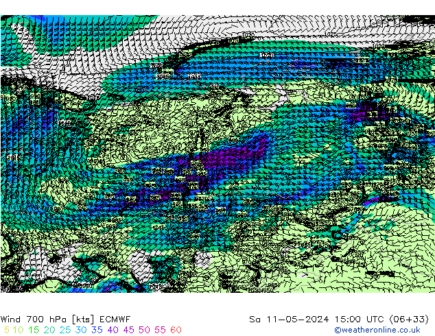 Wind 700 hPa ECMWF So 11.05.2024 15 UTC