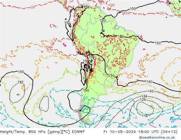 Height/Temp. 850 hPa ECMWF Fr 10.05.2024 18 UTC