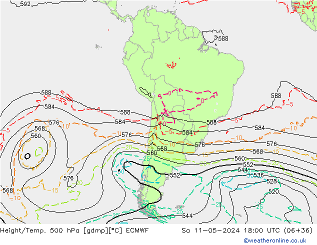 Z500/Rain (+SLP)/Z850 ECMWF sab 11.05.2024 18 UTC