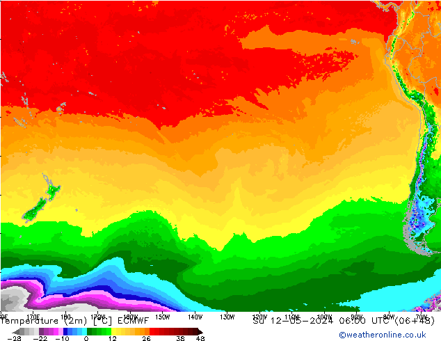 Temperature (2m) ECMWF Su 12.05.2024 06 UTC