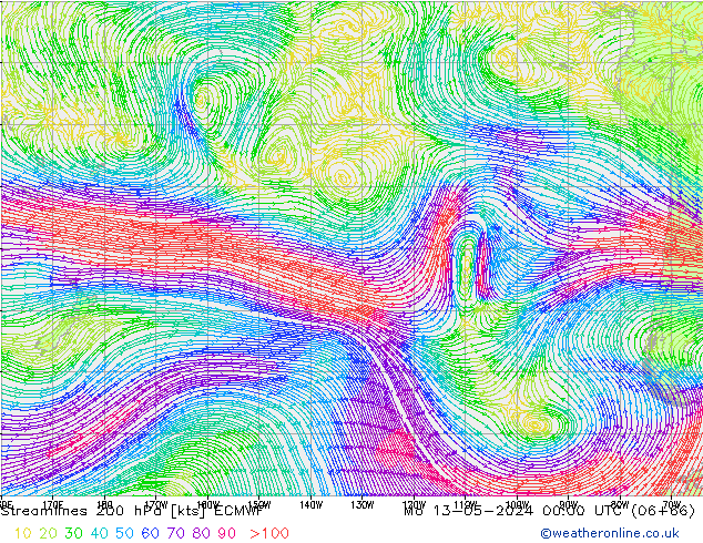 ветер 200 гПа ECMWF пн 13.05.2024 00 UTC