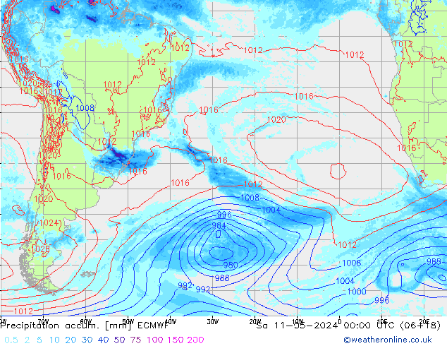 Precipitation accum. ECMWF Sa 11.05.2024 00 UTC