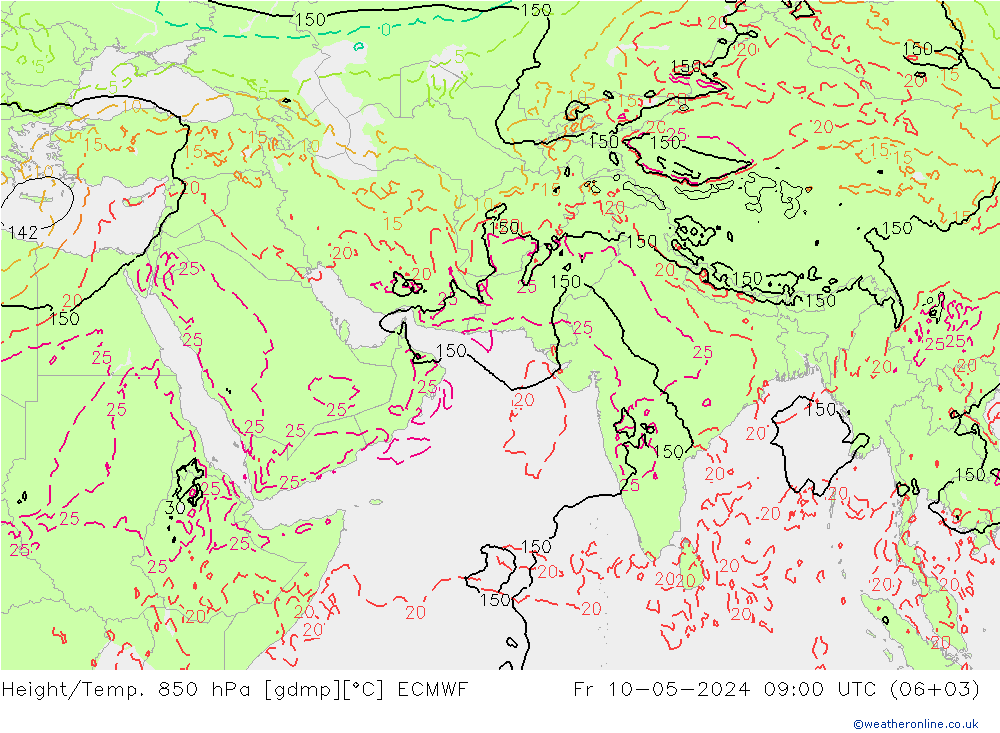 Height/Temp. 850 hPa ECMWF Pá 10.05.2024 09 UTC