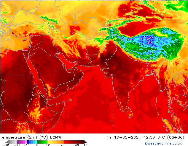 温度图 ECMWF 星期五 10.05.2024 12 UTC