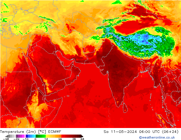 Temperatura (2m) ECMWF Sáb 11.05.2024 06 UTC