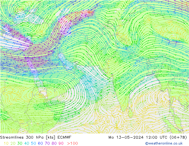 ветер 300 гПа ECMWF пн 13.05.2024 12 UTC