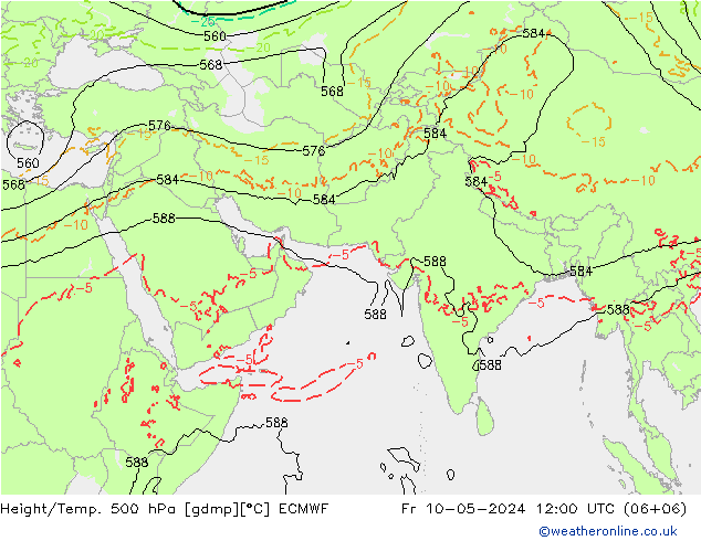 Z500/Rain (+SLP)/Z850 ECMWF ven 10.05.2024 12 UTC