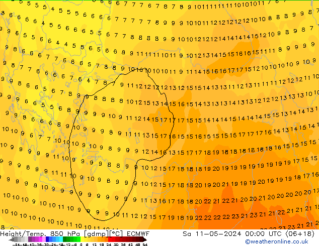 Z500/Rain (+SLP)/Z850 ECMWF сб 11.05.2024 00 UTC