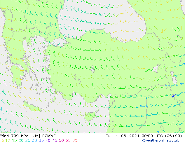 Rüzgar 700 hPa ECMWF Sa 14.05.2024 00 UTC