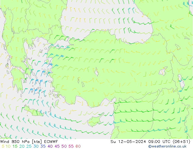Wind 850 hPa ECMWF zo 12.05.2024 09 UTC
