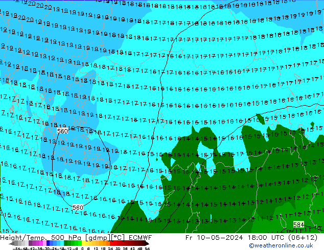 Z500/Rain (+SLP)/Z850 ECMWF пт 10.05.2024 18 UTC