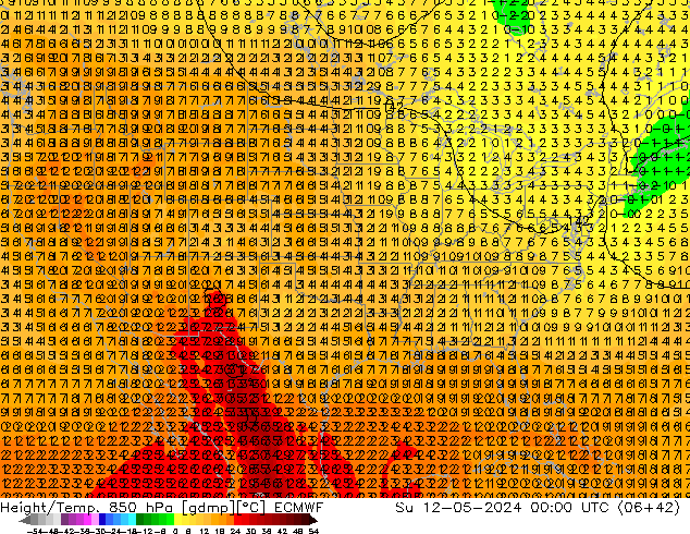 Z500/Rain (+SLP)/Z850 ECMWF Su 12.05.2024 00 UTC