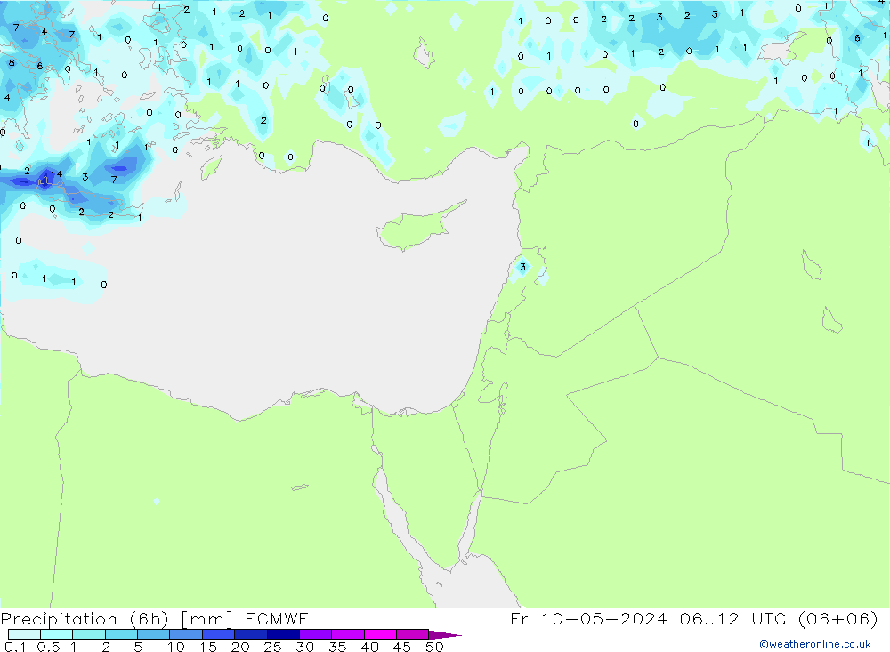 Precipitation (6h) ECMWF Fr 10.05.2024 12 UTC