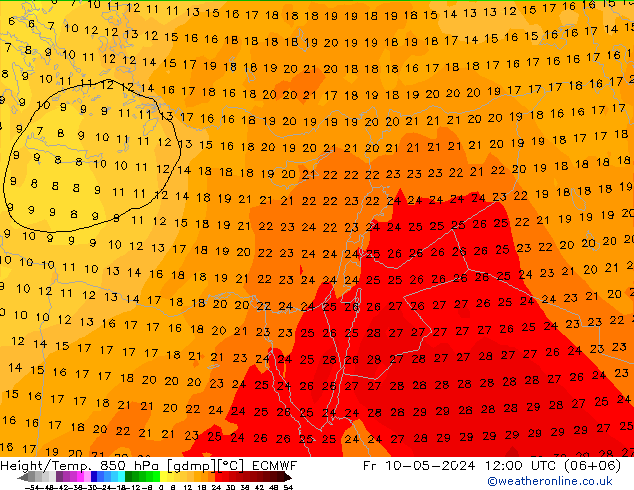 Z500/Rain (+SLP)/Z850 ECMWF Fr 10.05.2024 12 UTC