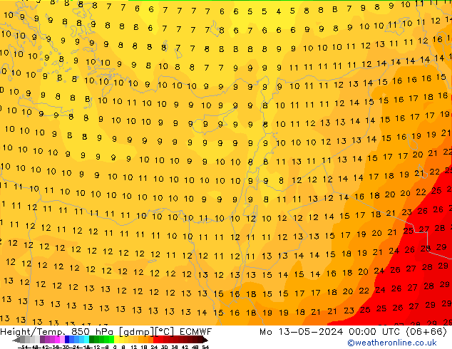 Z500/Rain (+SLP)/Z850 ECMWF lun 13.05.2024 00 UTC