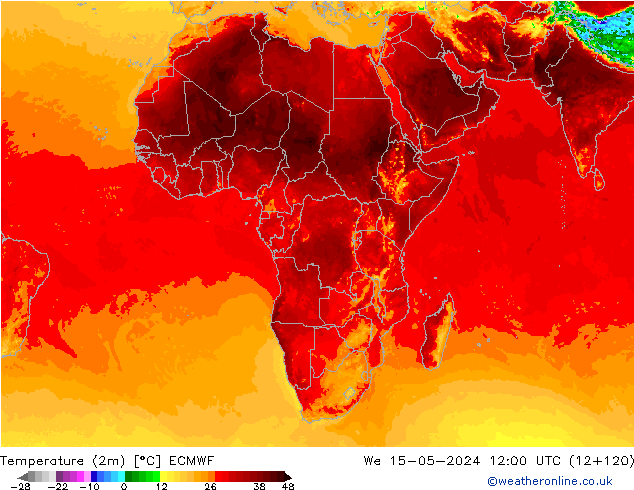 Temperature (2m) ECMWF St 15.05.2024 12 UTC
