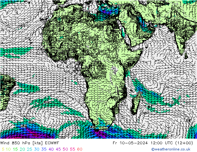 Wind 850 hPa ECMWF vr 10.05.2024 12 UTC