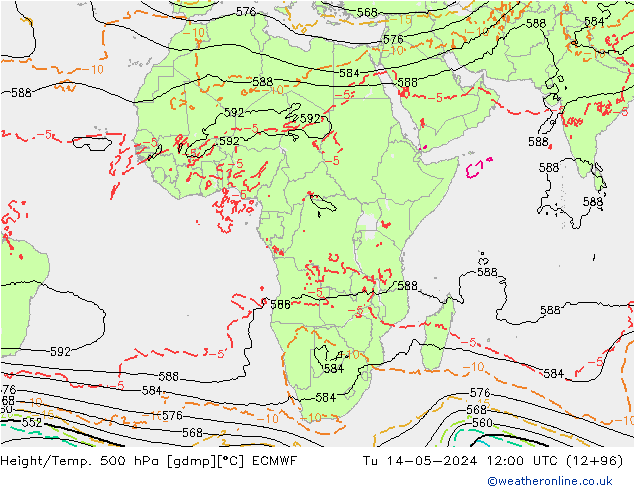 Height/Temp. 500 hPa ECMWF Ter 14.05.2024 12 UTC