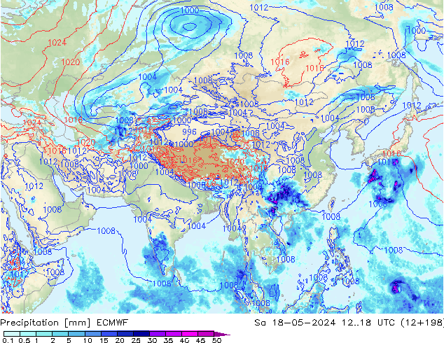 Precipitación ECMWF sáb 18.05.2024 18 UTC